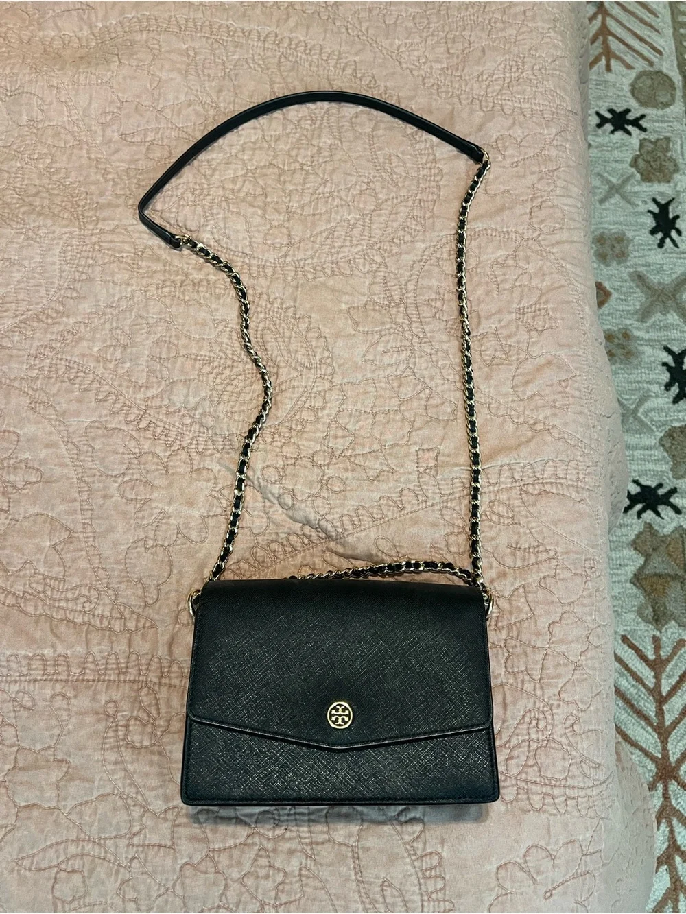 Tory Burch Black Leather Chain Crossbody